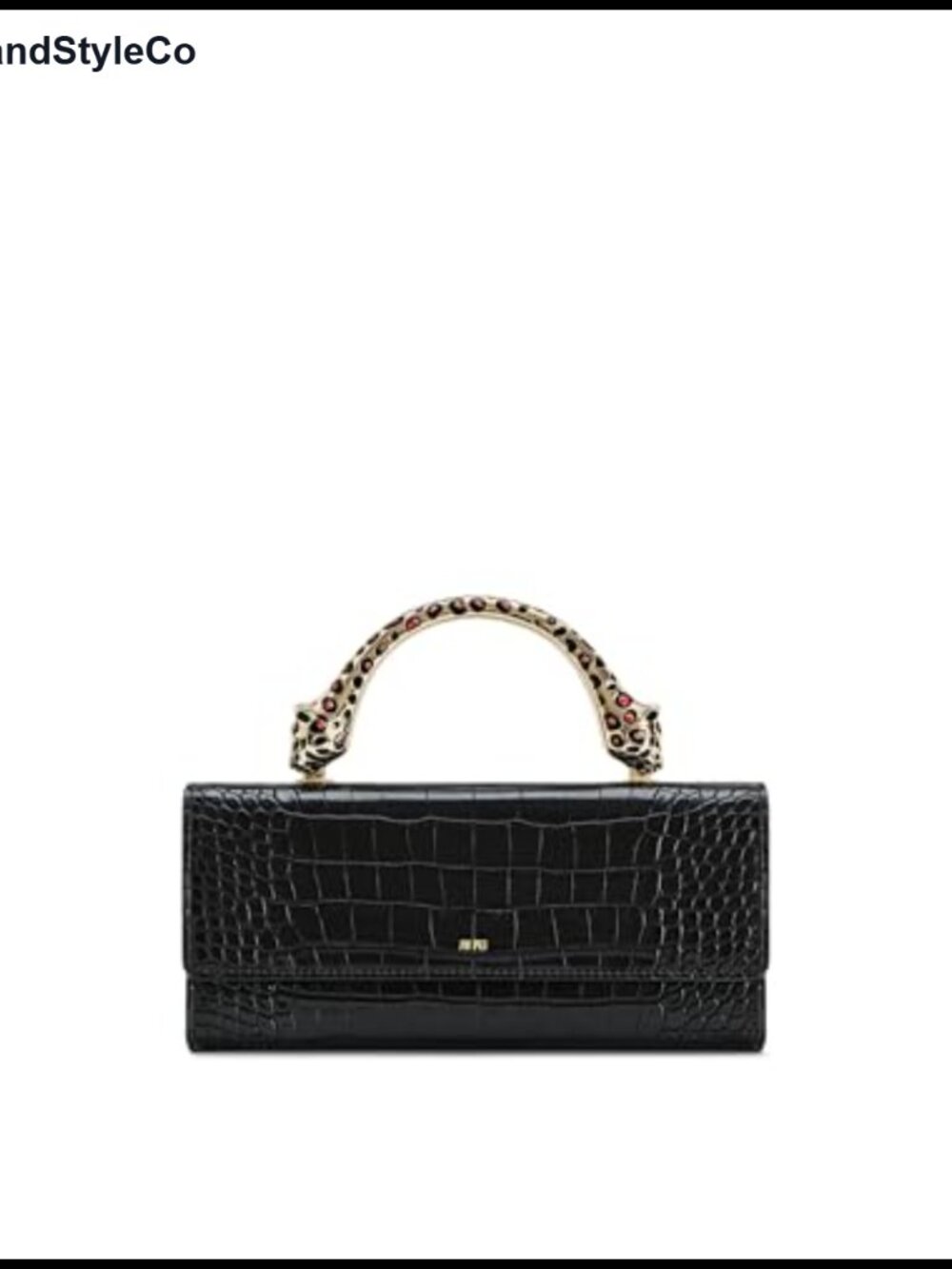 Crocodile-Embossed Vegan Leather Top Handle Bag with Detachable Strap